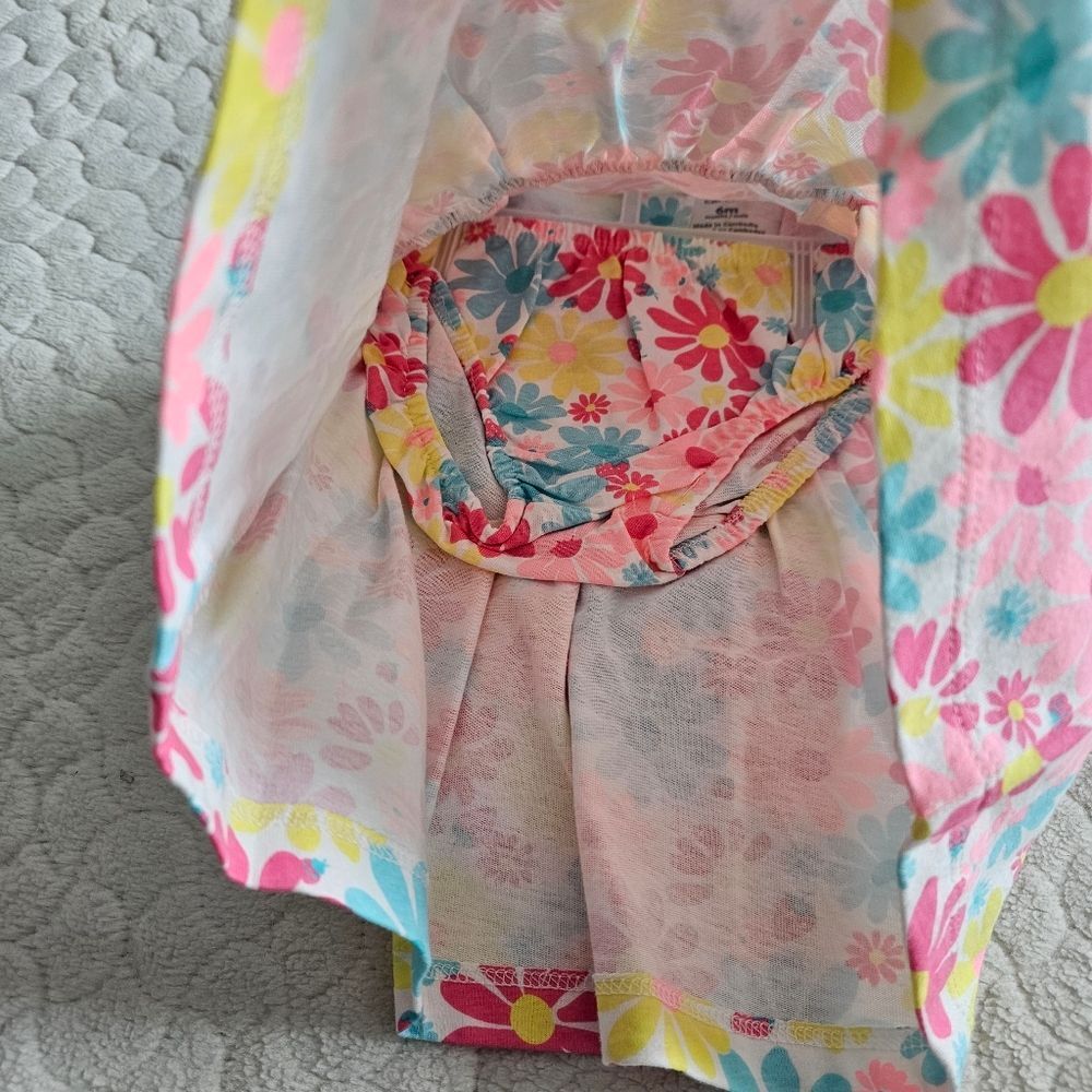 New Carters floral baby dress diaper cover flowers 6 months - Picture 2 of 3
